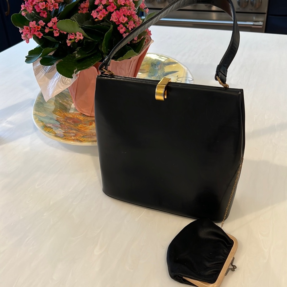 Fabulous little black leather bag.